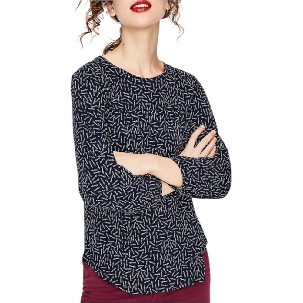 Boden Freya Navy Arrow Print Jersey Top